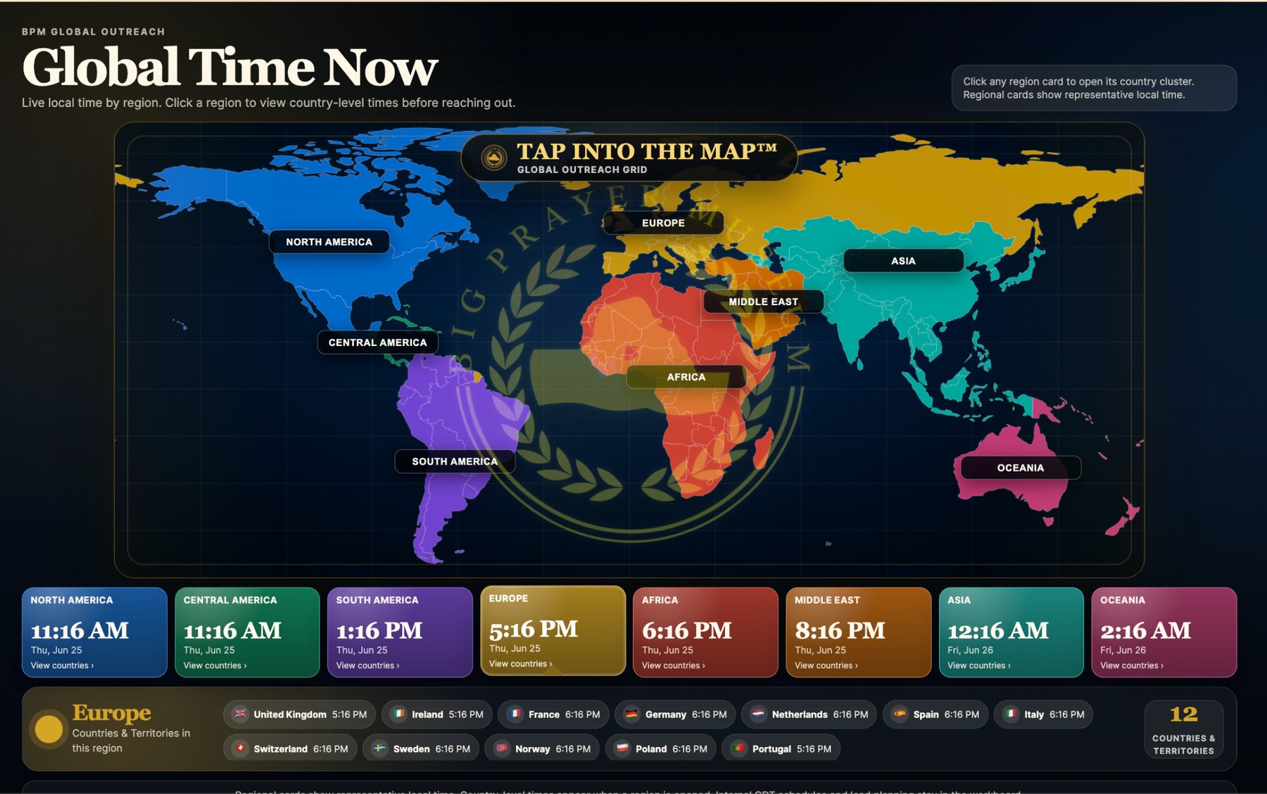 Tap Into the Map global time digital infrastructure interface
