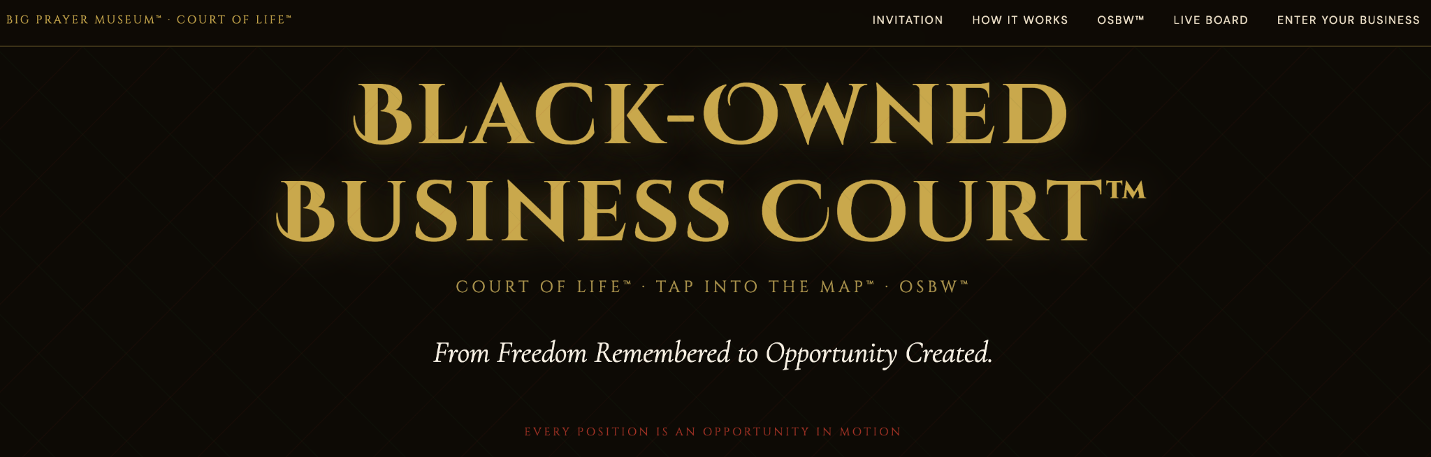 Black-Owned Business Court advertisement for Big Prayer Museum Court of Life