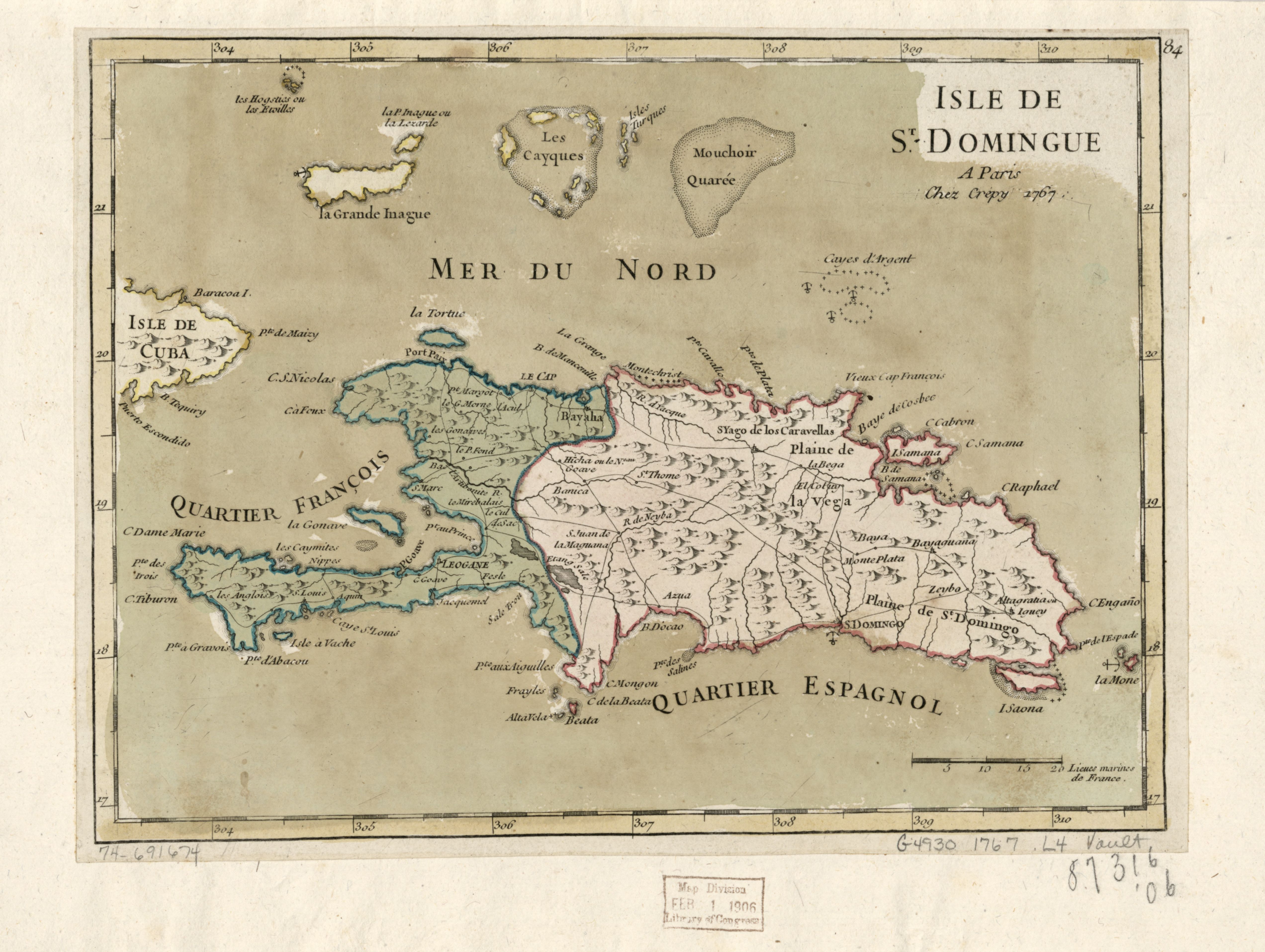 Historical map of Saint-Domingue