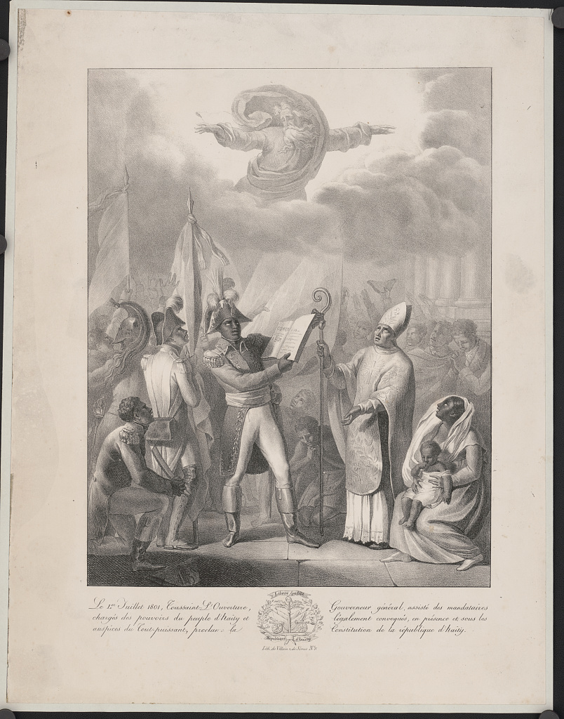 Historical lithograph related to Toussaint L’Ouverture and the 1801 constitution