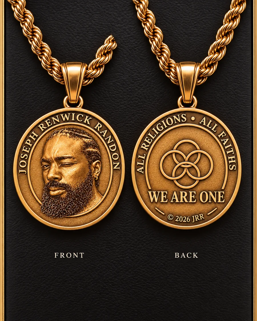 Front and back of the gold We Are One Medallion