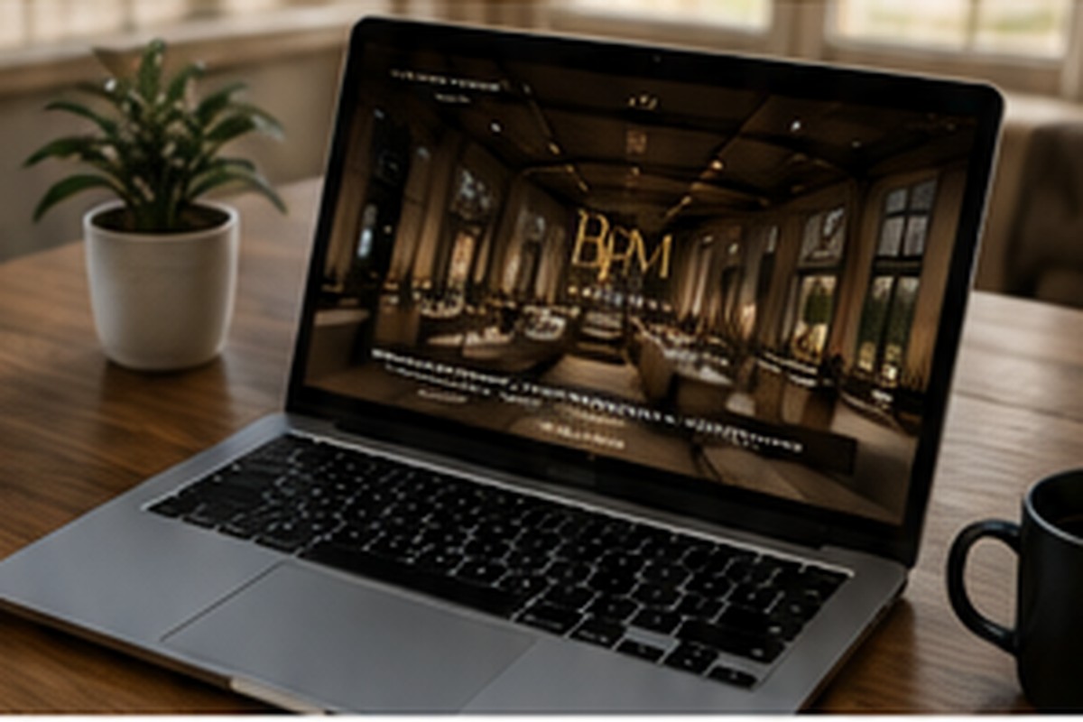 Virtual museum tour on a laptop